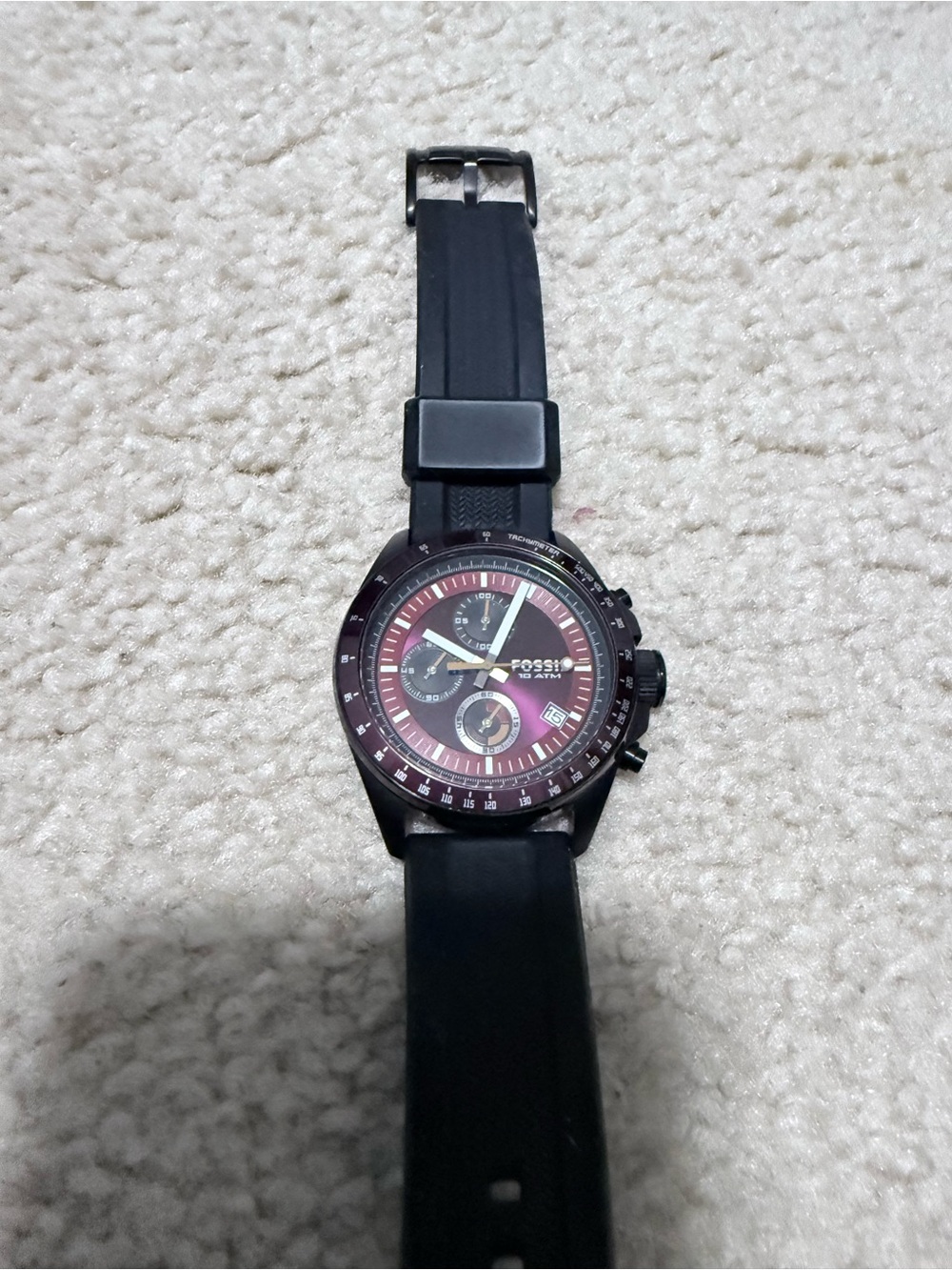 Fossil Men's Watch with Burgundy and Black Dial